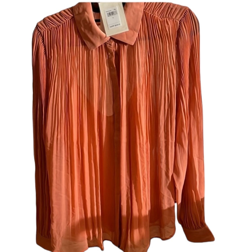 7 FOR ALL MANKIND small oversized coral dressy semi sheer blouse with camisole